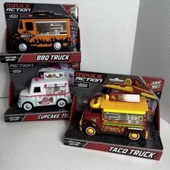 Maxx Action Food Trucks (ALL 3) Friction Motor Rubber Tires Lights and Sound NEW