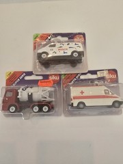 Siku Super Serie Lot of 3 Diecast – Silo Transporter, Vw Van Bosch Ambulance