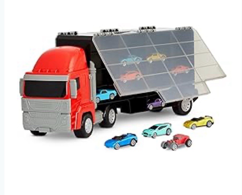 Toy Truck Car Carrier Truck Toy with 34 Storage Space 10 Pull Back Cars New