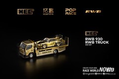 Pop Race XCartoys HEC Beijing 1/64 RWB 930 Gold Set Ltd 300 Truck Transporter