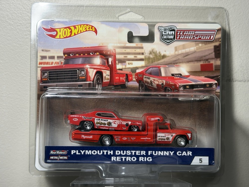 Hot Wheels Plymouth Duster Mongoose Retro Rig Team Transport #5 Cracked Blister