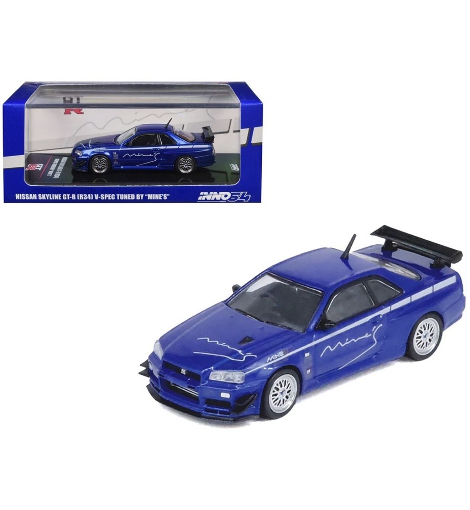 Inno64 1:64 Nissan Skyline GT-R R34 V-Spec Tuned By MINE’S IN64-R34VS-MINES-BL