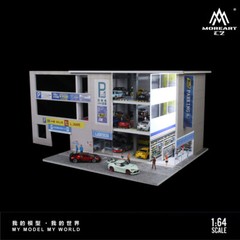 1/64 Diorama Garage Model With LED Japanese Parking Lot Scene Display Case US