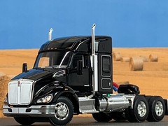 1/64 DCP BLACK KENWORTH T680 W/ MID-ROOF SLEEPER