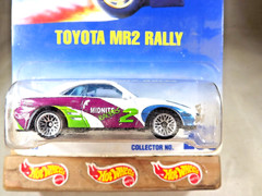 1991 Hot Wheels Blue/White Card #233 TOYOTA MR2 RALLY White w/Lace SP Wheels