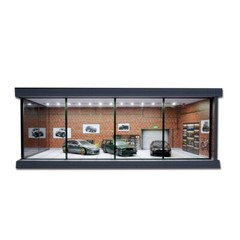 1:64 Diorama Car Showroom Model LED Lighting City Car Garage Scene Display Model