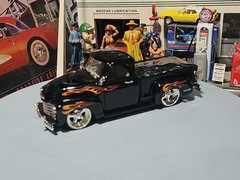 VINTAGE Jada Dub City Oldskool 1951 Chevy Pickup Truck 🛻 BLACK WITH FLAMES