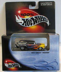 HOT WHEELS BLACK BOX 100% ~BLACK With FLAMES 1957 CHEVY NOMAD With REAL RIDERS~