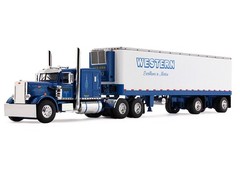 PETERBILT 351 W/SLEEPER & REEFER TRAILER BLUE 1/64 DIECAST BY FIRST GEAR 60-2285