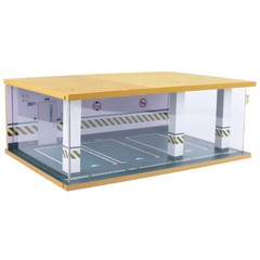 1/24 Scale Car Garage Model Diorama Parking Lot Scenery Display Box w/ Light