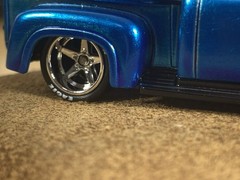 Hot Wheels Spectra Flame Blue Over Zinc Plated ‘56 Ford F100 Custom Wheel Swap