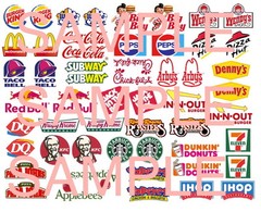 FAST FOOD 1:64 WATER-SLIDE DECALS FOR HOT WHEELS, MATCHBOX, SLOT CAR: