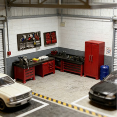 US Diorama 1:64 Car Repair Model Set Garage Workshop Repair Scene Prop Accessory
