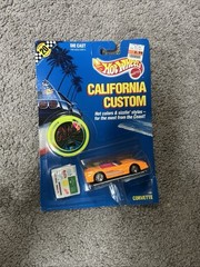 Hot Wheels California Custom Neon Orange Corvette #1301 Die Cast New In Plastic