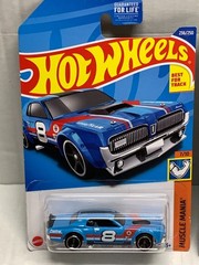 HOT WHEELS 68 MERCURY COUGAR X2. 2021 GREEN W/FLAMES & 2022 LITE BLUE ON CARD