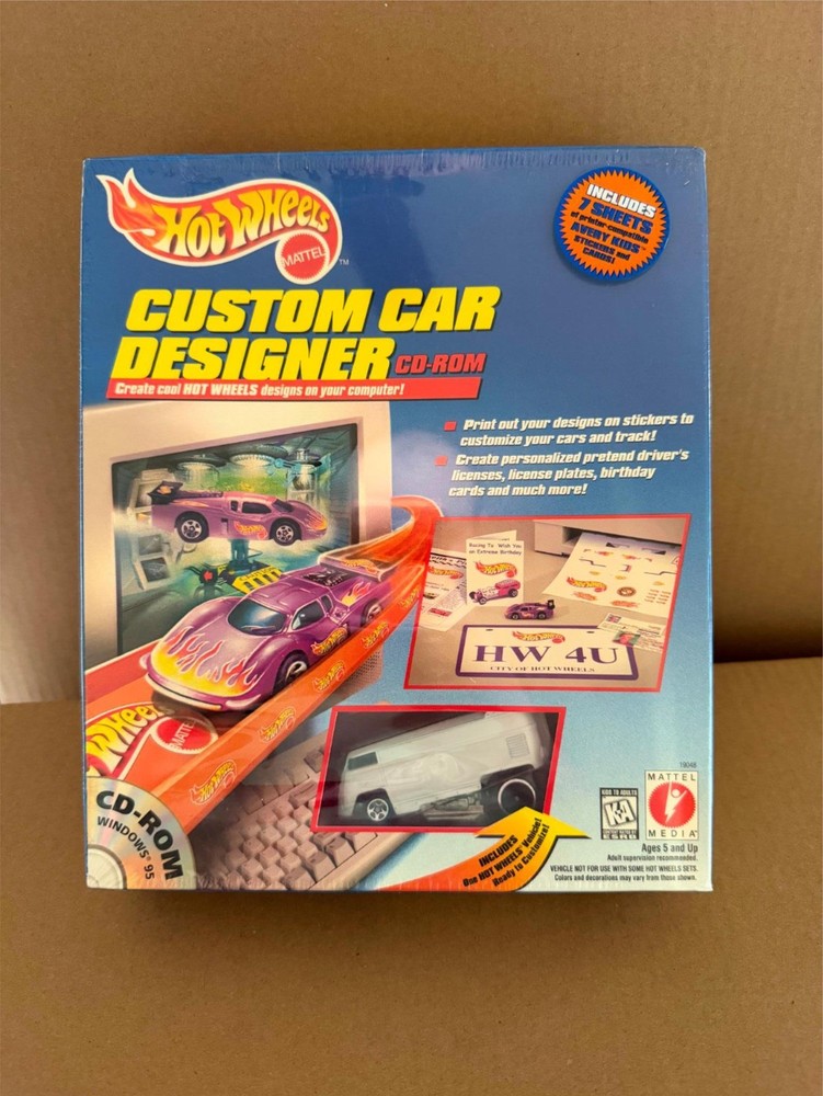 Hot Wheels Custom Car Designer CD-Rom Computer Game Mattel Media 1997 Windows Z2
