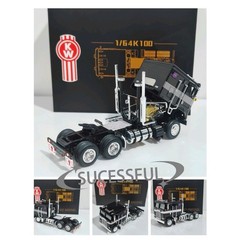 MJ 1:64 Black Kenworth K100 Alloy Truck Collectible Display Gift Model