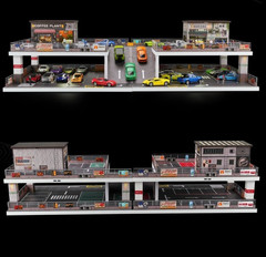 1/64 Diorama Diecast Garage Model LED Japanese Multi-Story Model Car Storage US