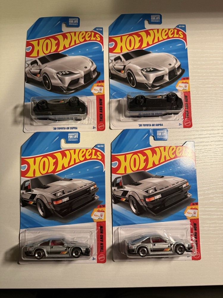 2026 Then & Now Hot Wheels ‘82 Toyota Supra 2020 GR Supra Silver Lot Of 4