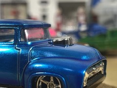 Hot Wheels Spectra Flame Blue Over Zinc Plated ‘56 Ford F100 Custom Wheel Swap