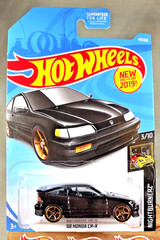 2019 Hot Wheels #49 Nightburnerz 3/10 ’88 HONDA CR-X Black w/Gold OH5 Spoke