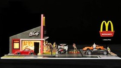 1/64 Diecast Car Garage Model LED City Street Parking Lot Scene Gifts US Diorama