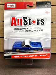 MAISTO ALL STARS 1/64 DIECAST CAR 87 CHEVROLET EL CAMINO SS BLUE CUSTOM ©2014