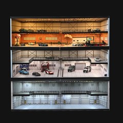 Diorama 1/64 Diecast Car Garage Model LED Lighting Parking Lot Display Case US