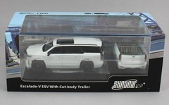 1:64 *SHADOW PRO* WHITE Cadillac Escalade-V ESV w/Trailer *NIB*