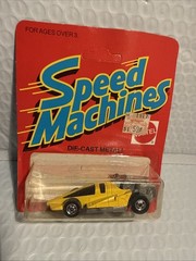Hot Wheels Speed Machines Turbo Wedge Yellow BW Blackwall Malaysia 1982 unpunche