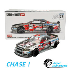 CHASE Kaido House 1:64 Nissan Skyline GT-R R34 Kaido Star Racing V1 Silver #197