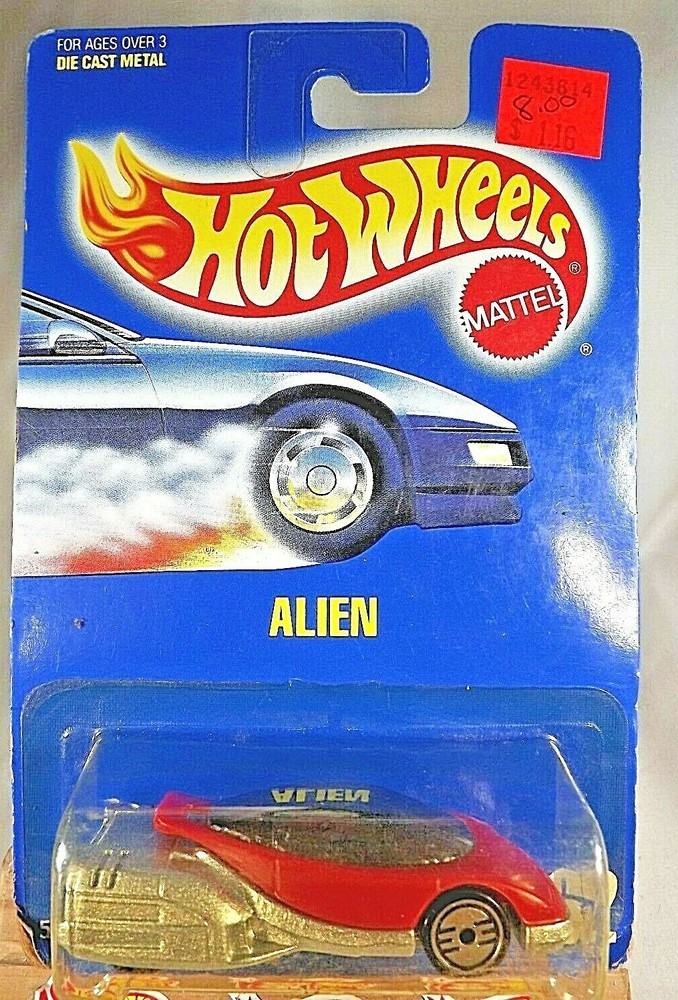 1991 Hot Wheels Blue Card-Collector #62 ALIEN Red/Silver w/Chrome UH Spoke