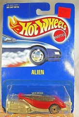 1991 Hot Wheels Blue Card-Collector #62 ALIEN Red/Silver w/Chrome UH Spoke